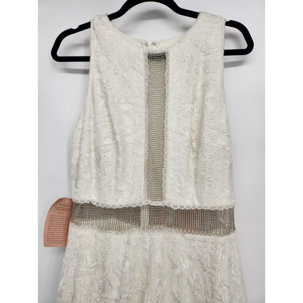 NWT Tadashi Shoji Deep Lagoon Lace Chain Mesh Gown Size 12 Ivory #2A503 - Picture 4 of 12